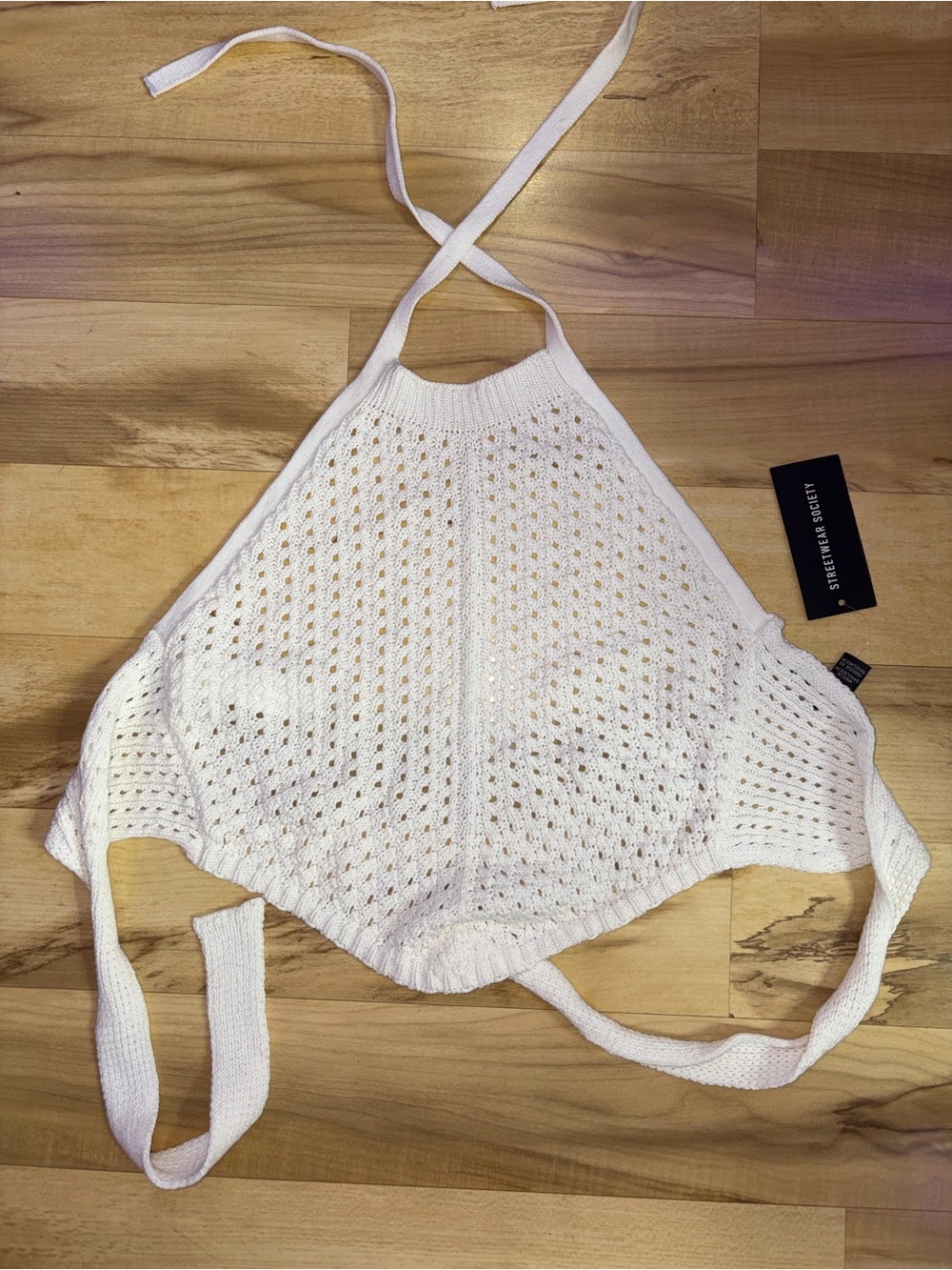 Streetwear Society White Knit Halter Crop Top